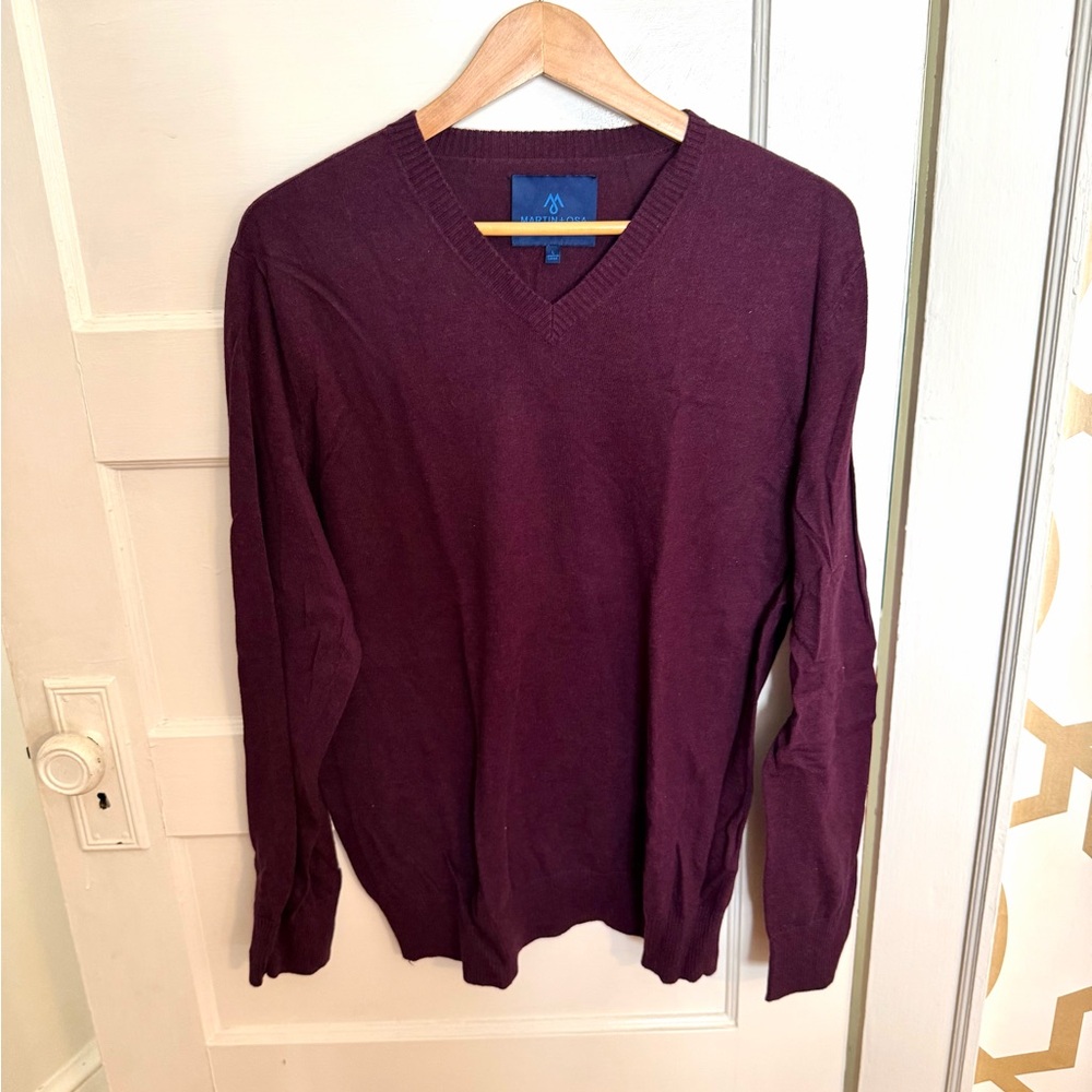 Martin + Osa Men's V-Neck Sweater - Deep Burgundy